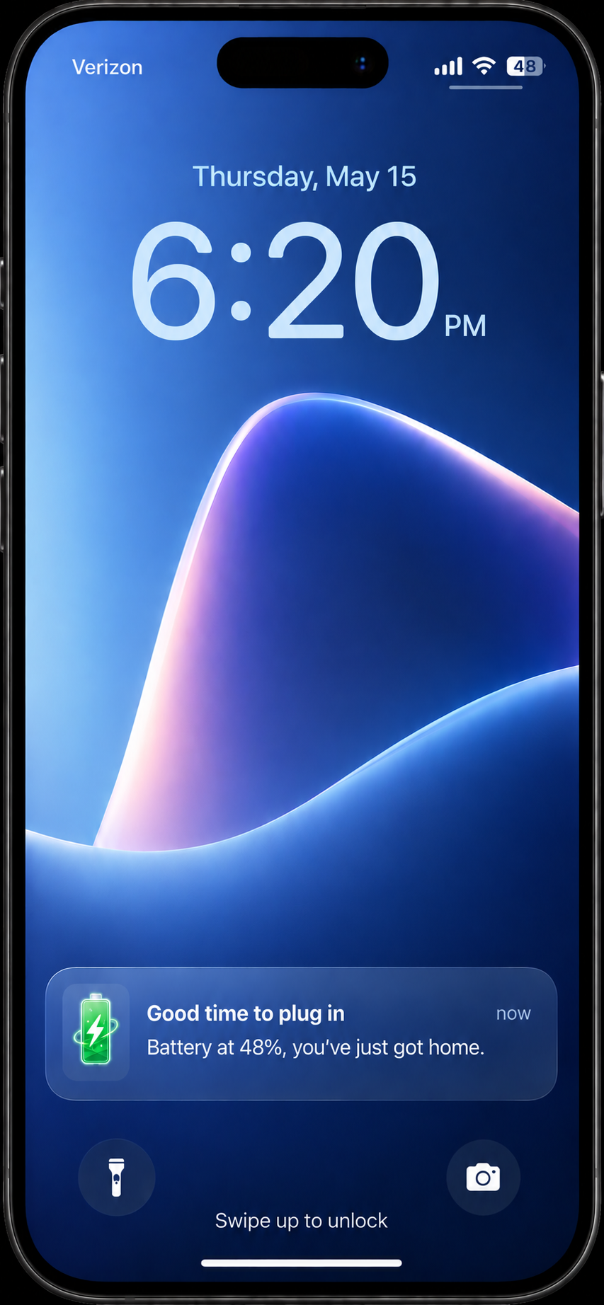 Smart Charge return-home nudge on iPhone lock screen